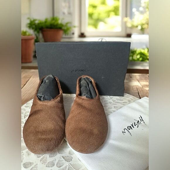 MARSELL Italy $1098 Limited Coltellaccio Ballerina Flats Pony Fur Hide Noce 39 - Picture 13 of 16